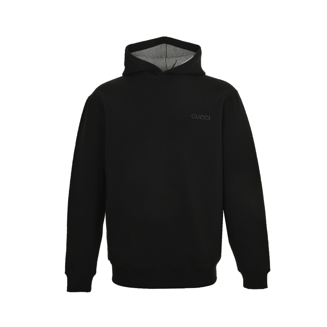 Gucci 24Fw small logo space cotton composite knitted hooded sweatshirt
