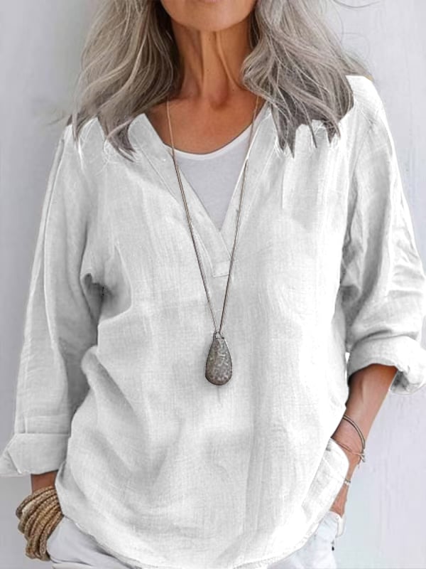Women's Casual Solid Color V-Neck Multicolor Shirt