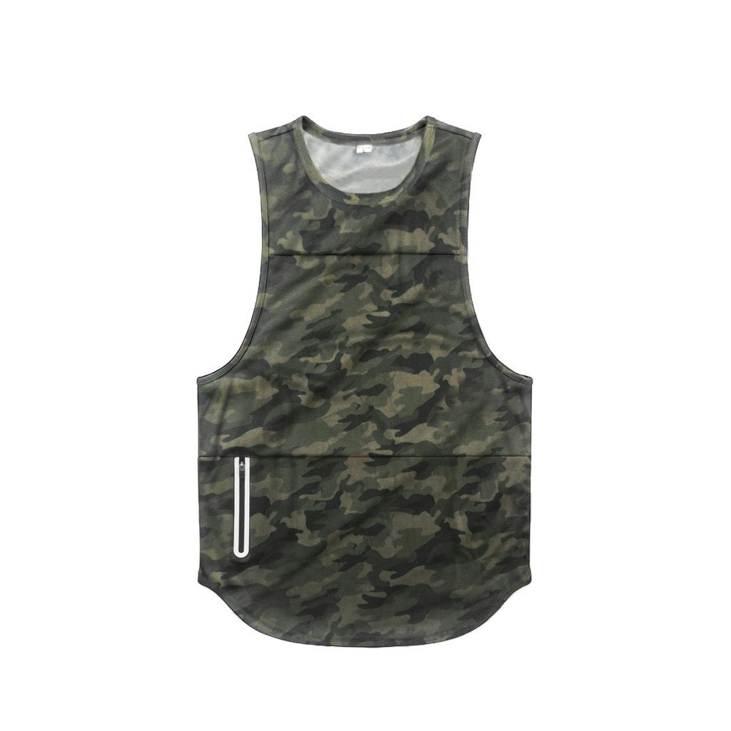 Men's Side Pocket Stitching Training Sports Fitness Top Tank