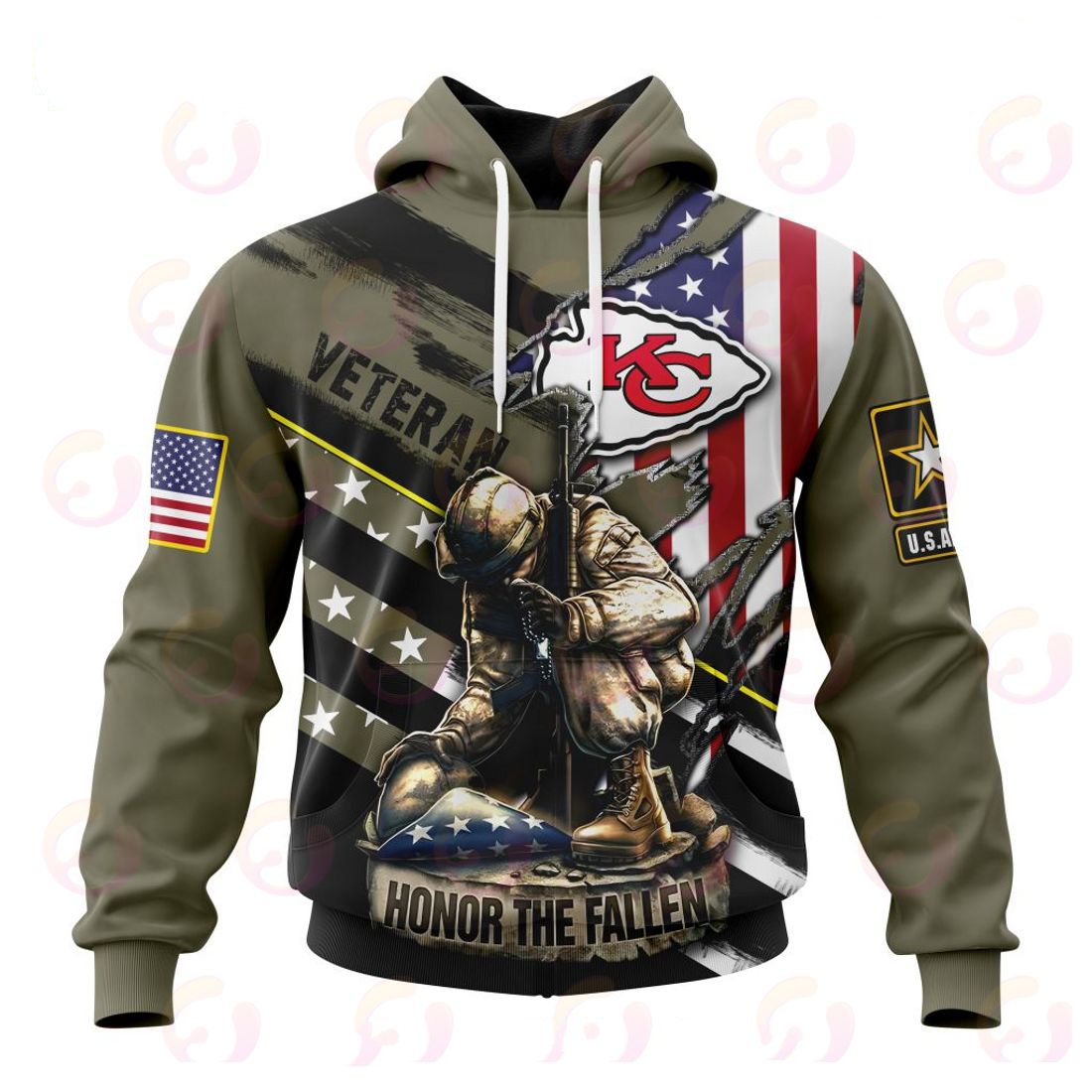 KANSAS CITY CHIEFS 3D HOODIE VETERANS