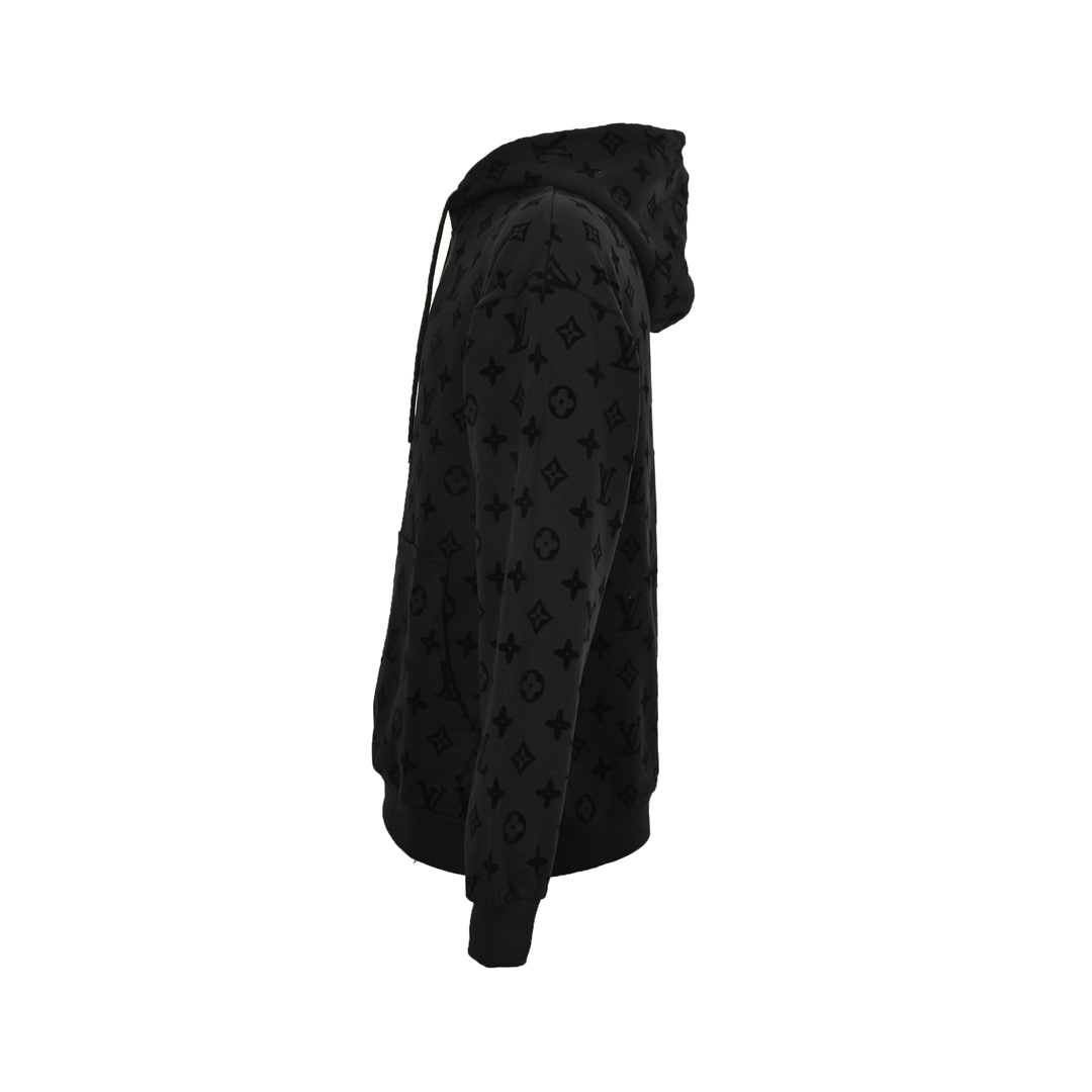 Louis Vuitton 24Fw all-over monogram flocked print hooded sweatshirt
