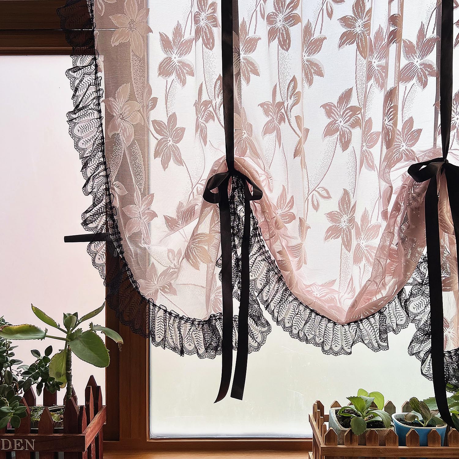 Elegant Floral Lace Balloon Curtains