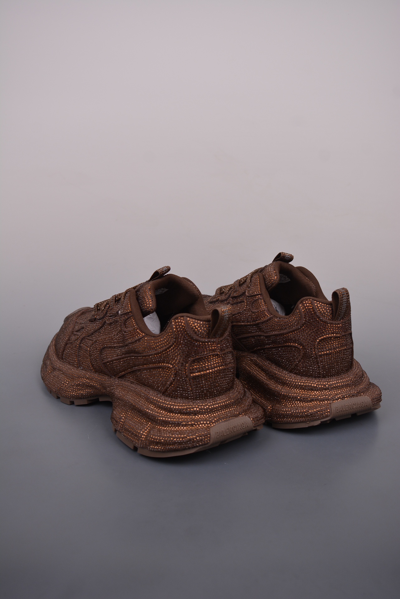 BALENCIAGA 3XL Sneakers Brown with Diamonds