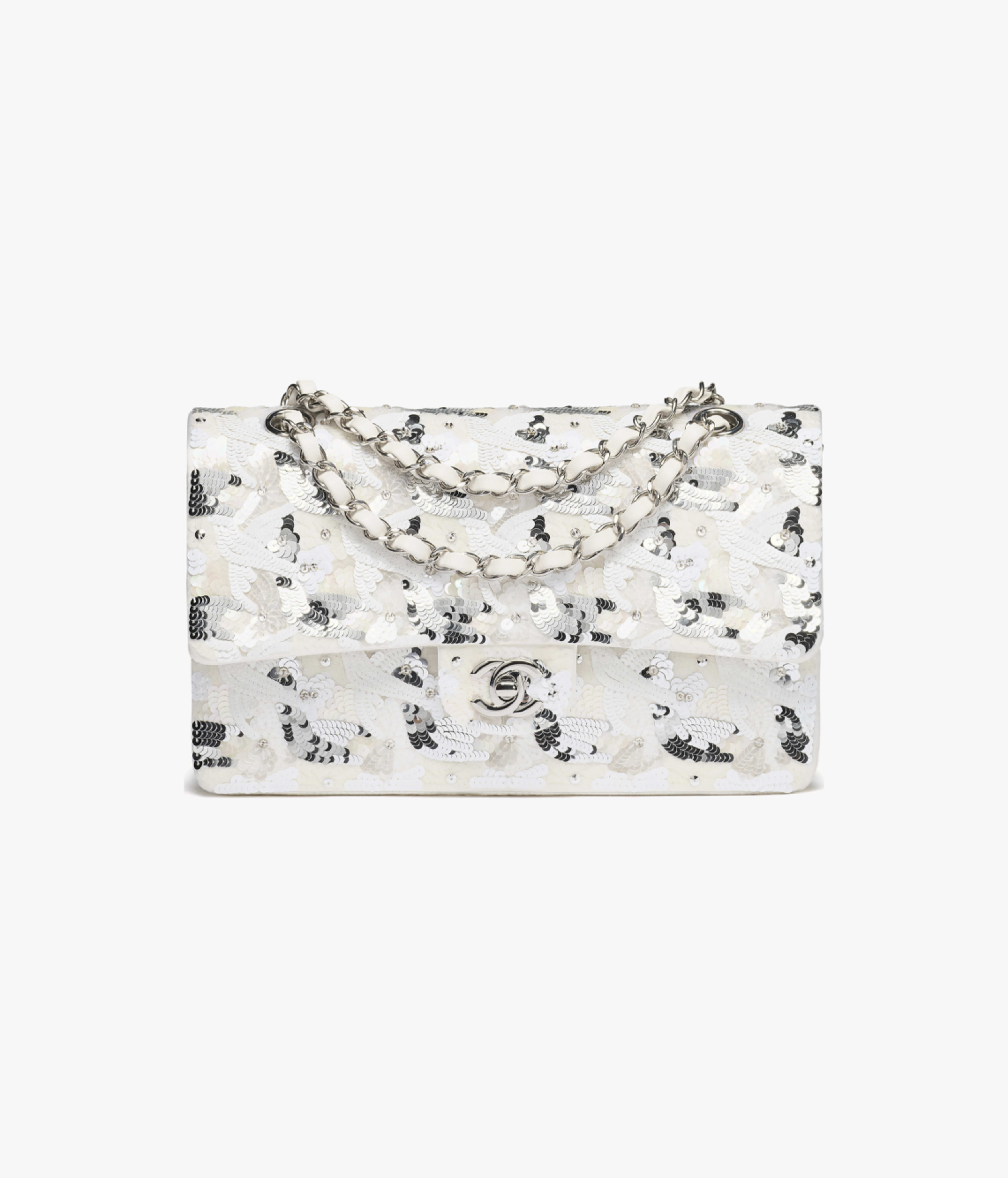 Chanel Classic 11.12 Handbag Embroidered satin, sequins, glass pearls and silver-tone metal A01112-B20591-U0972
