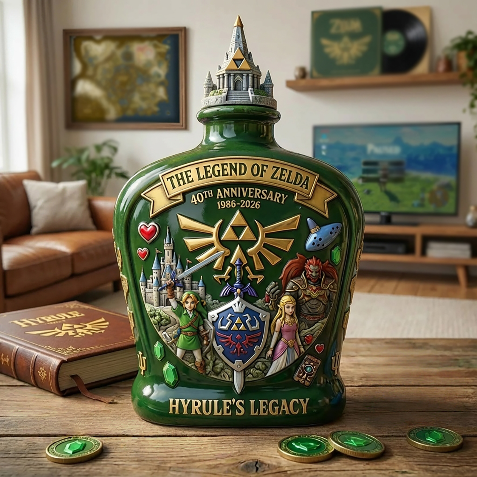 🟢The Legend of Zelda 40th Anniversary Whiskey Bottle