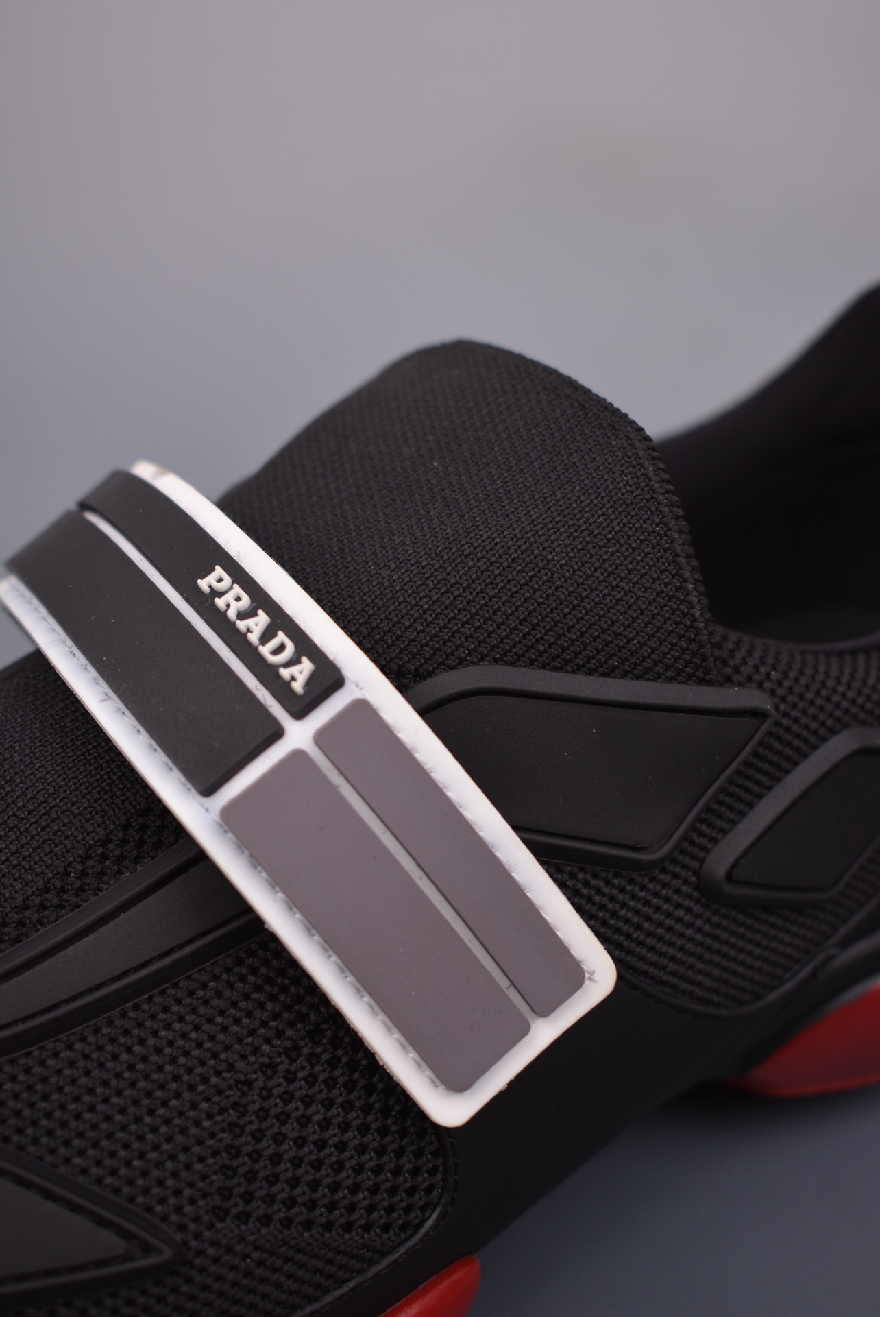 Prada Cloudbust Velcro Strap Low Sneakers Black Red White 2OG064_1OUF_F002L