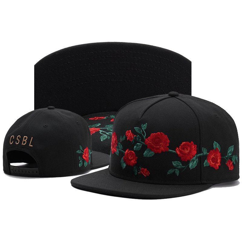 Street dance men and women's trendy embroidered street sun hat flat brim hip hop hat