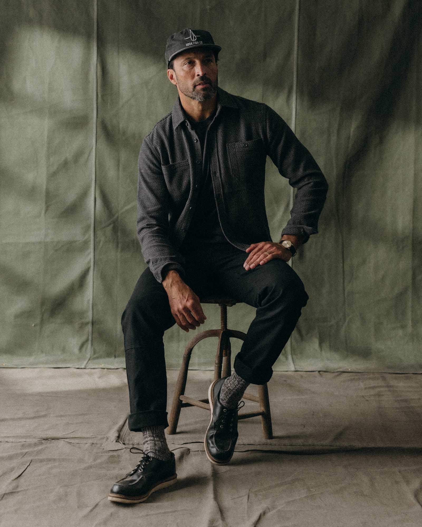 The Utility Shirt in Charcoal Sashiko