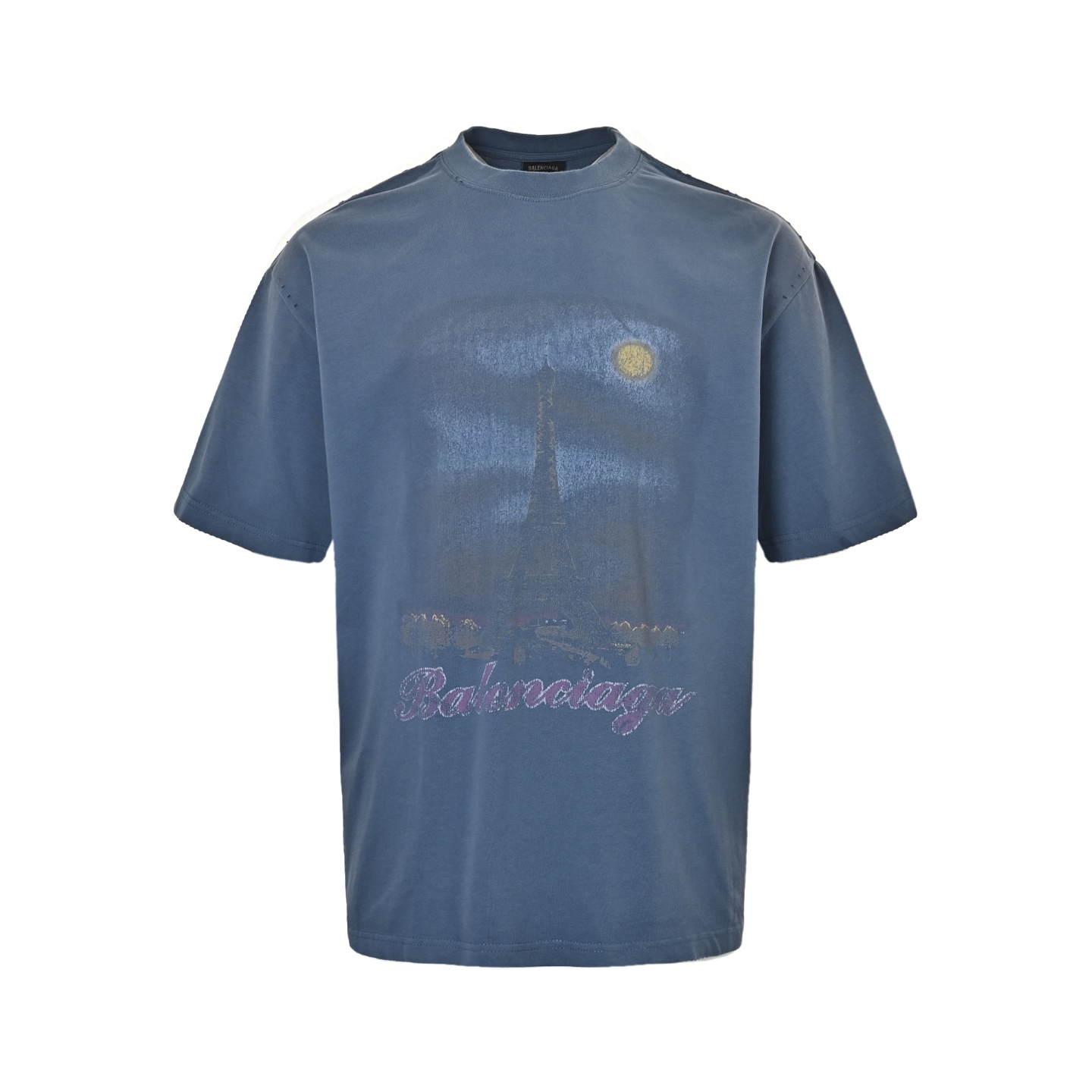 Balenciaga Night Scenery Tower Print Short Sleeve