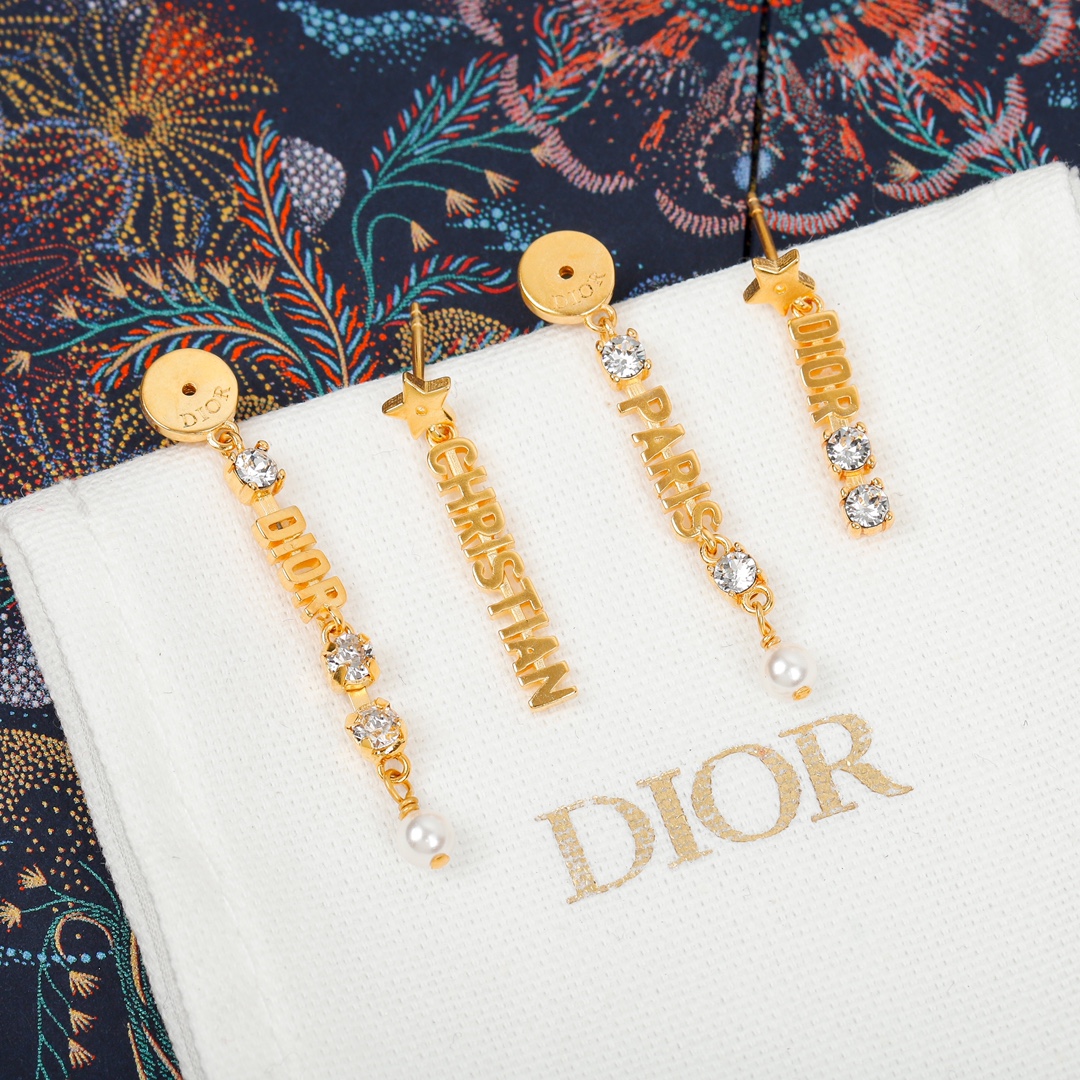 Dior diamond letter earrings