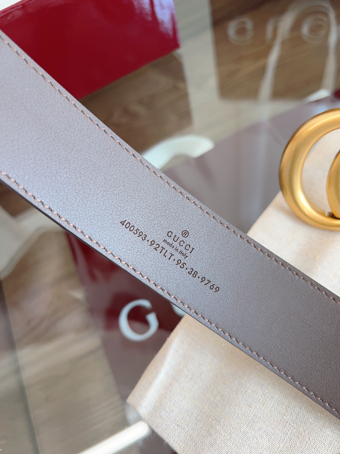 Gucci Double G brass buckle leather belt with a width of 4.0cm