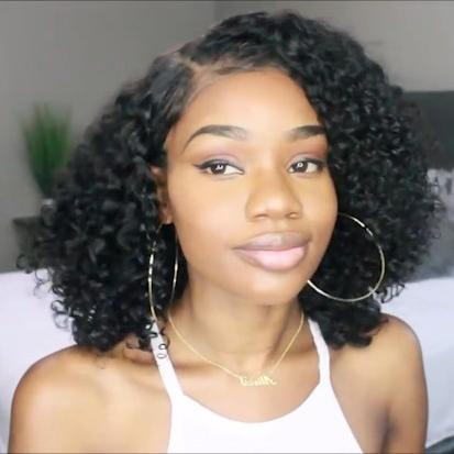 New Super Glueless Basic Cap Lace Frontal Short Curly Wig