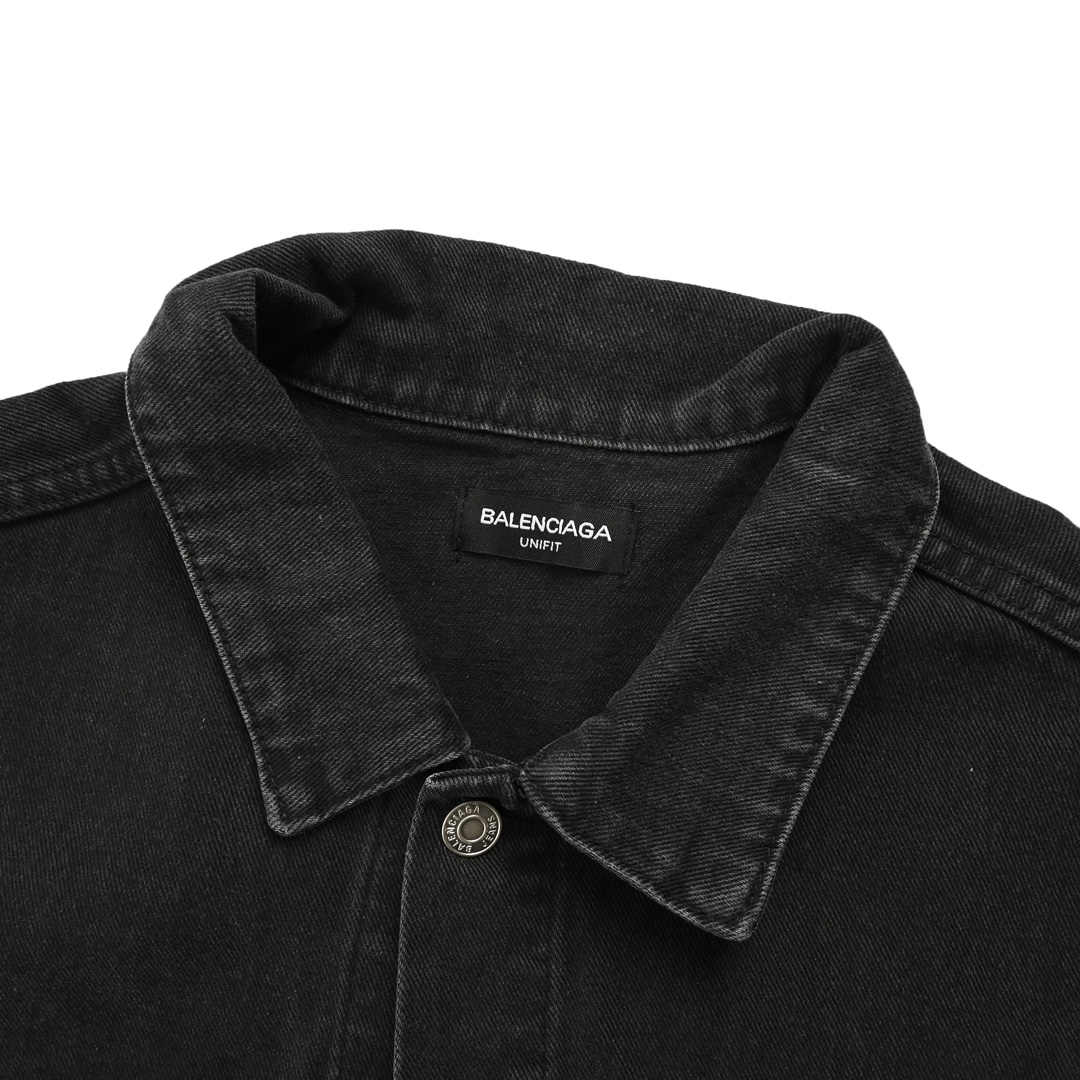 Balenciaga 24Fw denim jacket with crown and rhinestones on the back