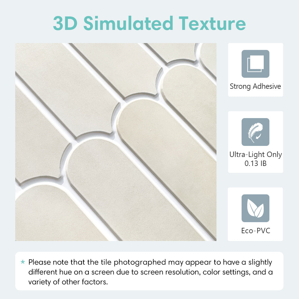 3D Toledo Cream Fish Scale Peel and Stick Wall Tile