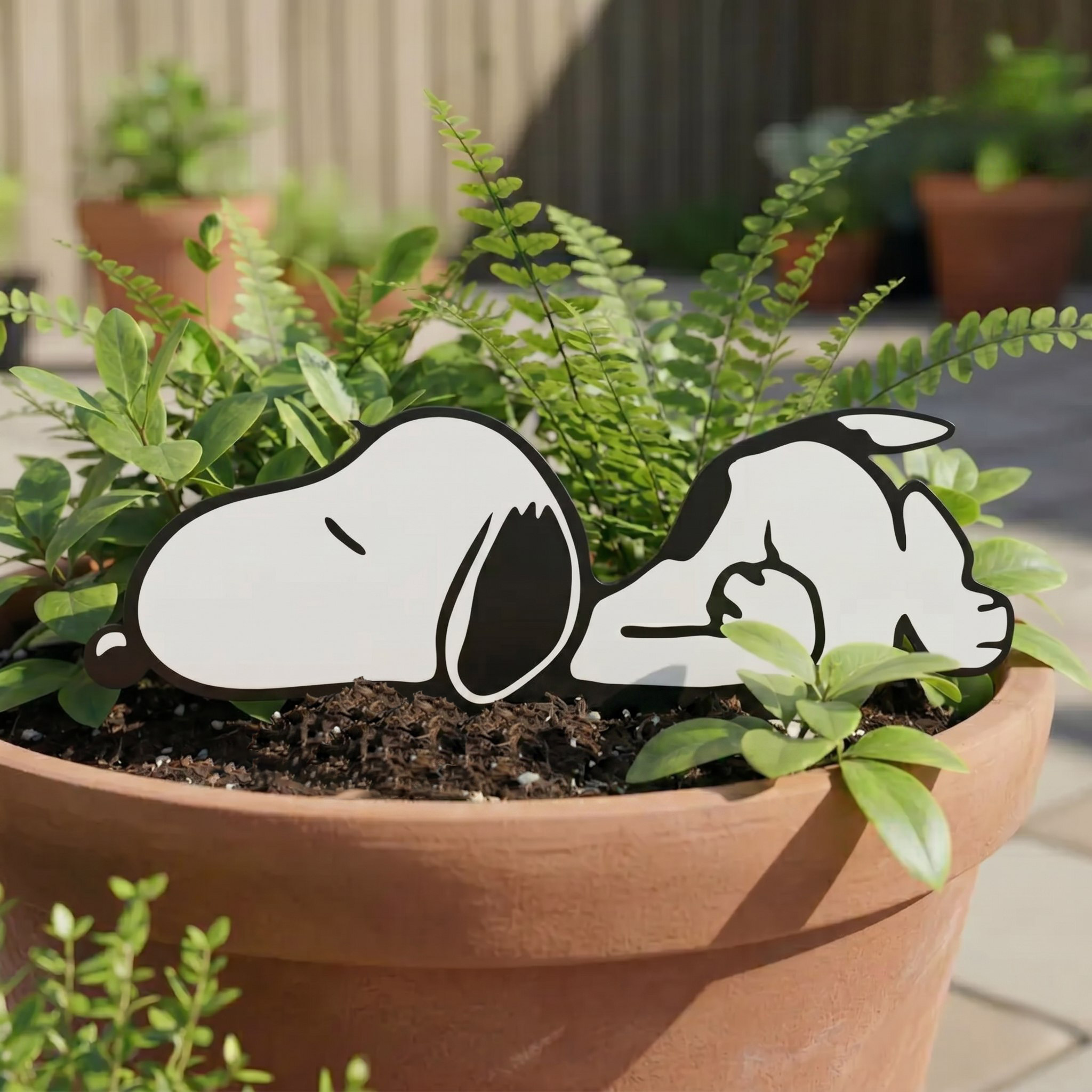 Sleeping Snoopy Metal Yard Stake | Garden Decor