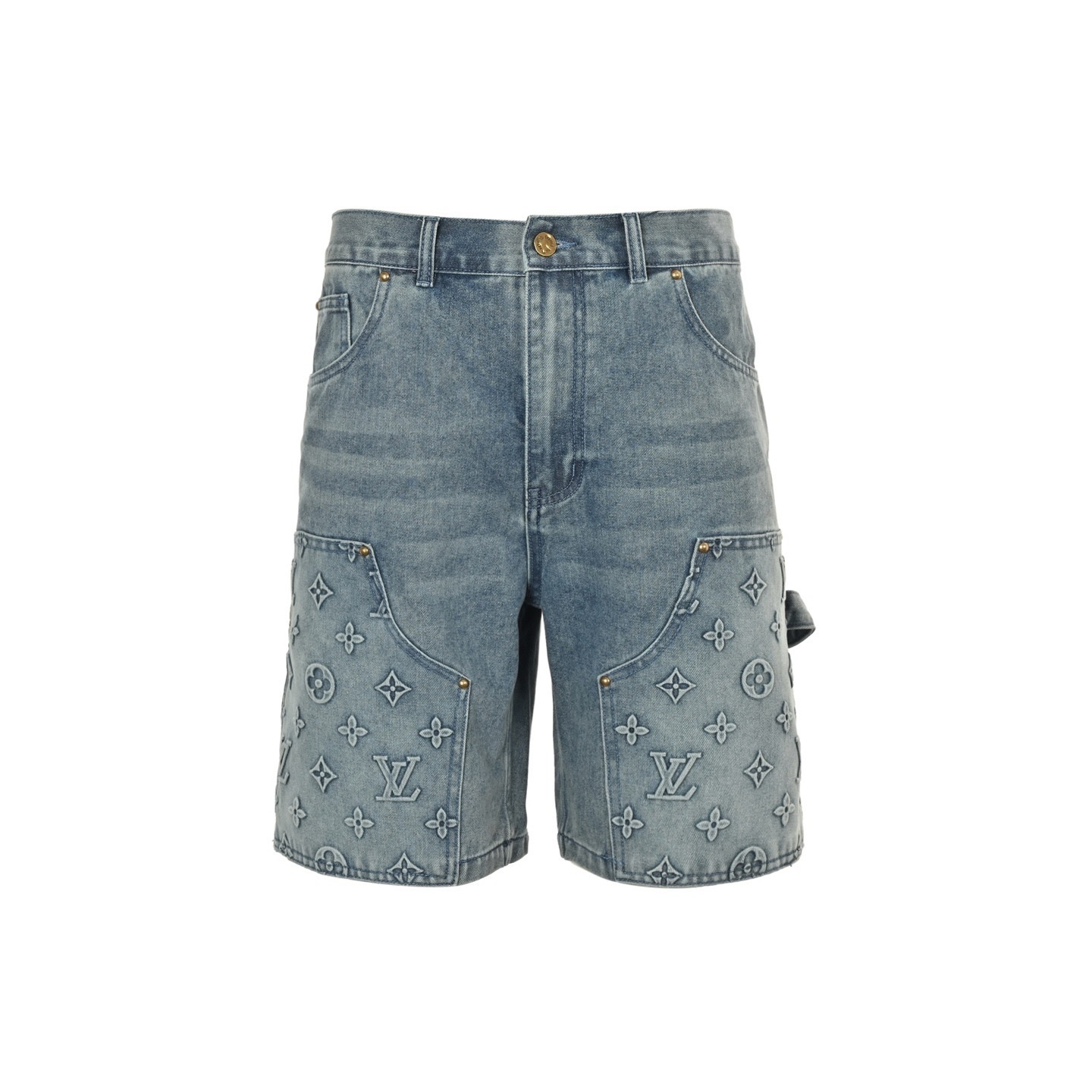 Louis Vuitton 25ss monogram embossed denim shorts
