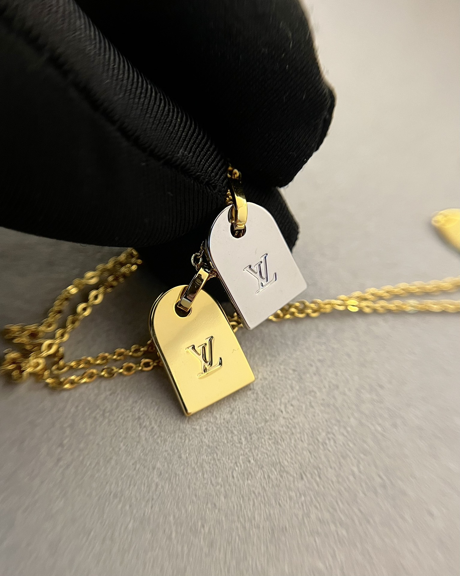 Louis Vuitton Nanogram Two-tone Logo Tag Necklace