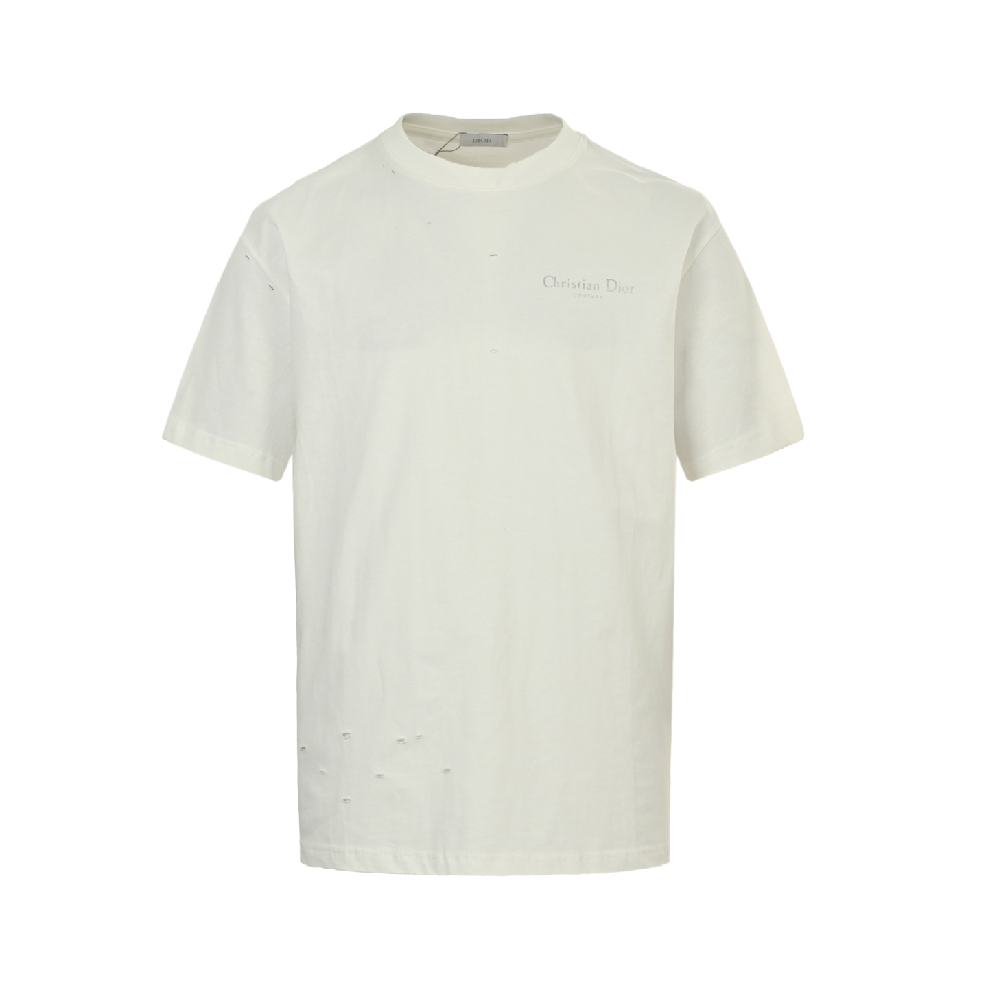 Dior 25ss ripped silver lettering short-sleeve shirt