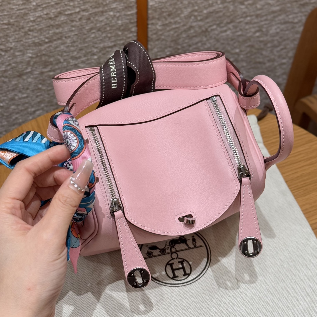 Hermès Mini Lindy 3QRose Sakura Handbag (Handmade to order)