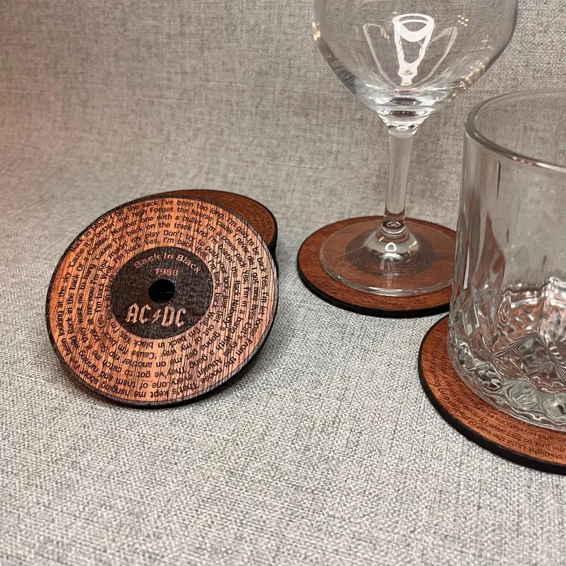 AC/DC-Themed Mini Vinyl Turntable Coaster