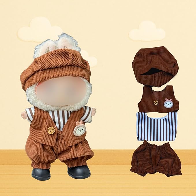 3 Sets of Doll Clothing for 15 and 17cm Dolls , 3 Sets of Outfits deisgned for Both 15 and 17cm Sitting and Standing Dolls. Dolls NOT Included.