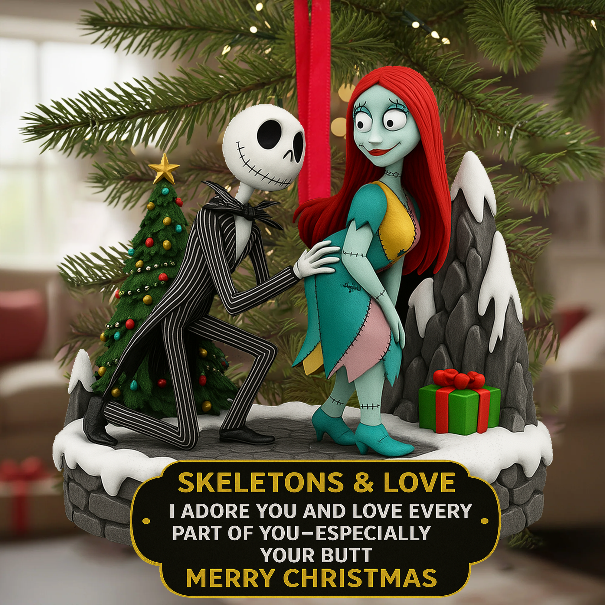 SKELETONS & LOVE Romantic Christmas Ornament