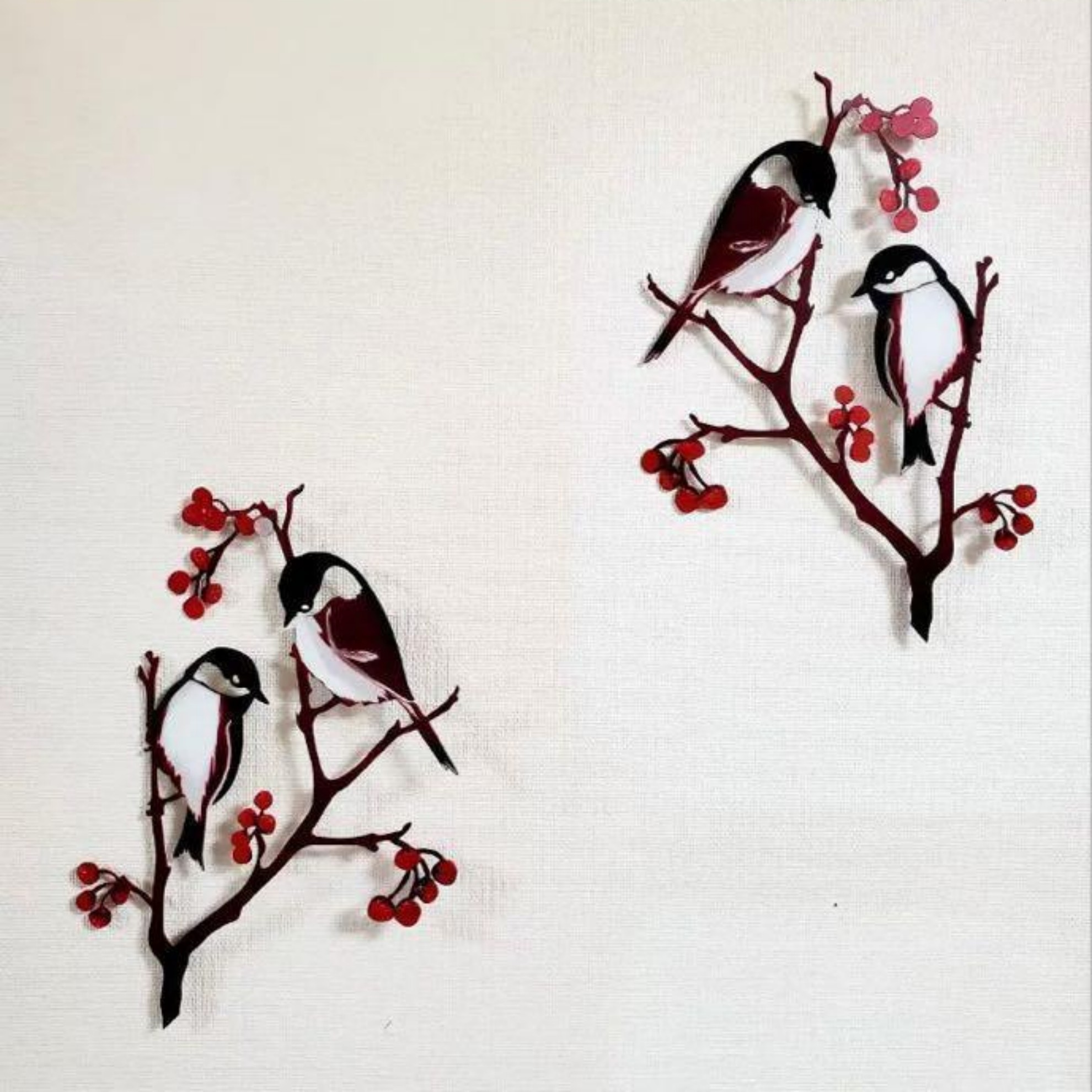 Hand painted metal bird metal garden art decoration on spring willow garden stake