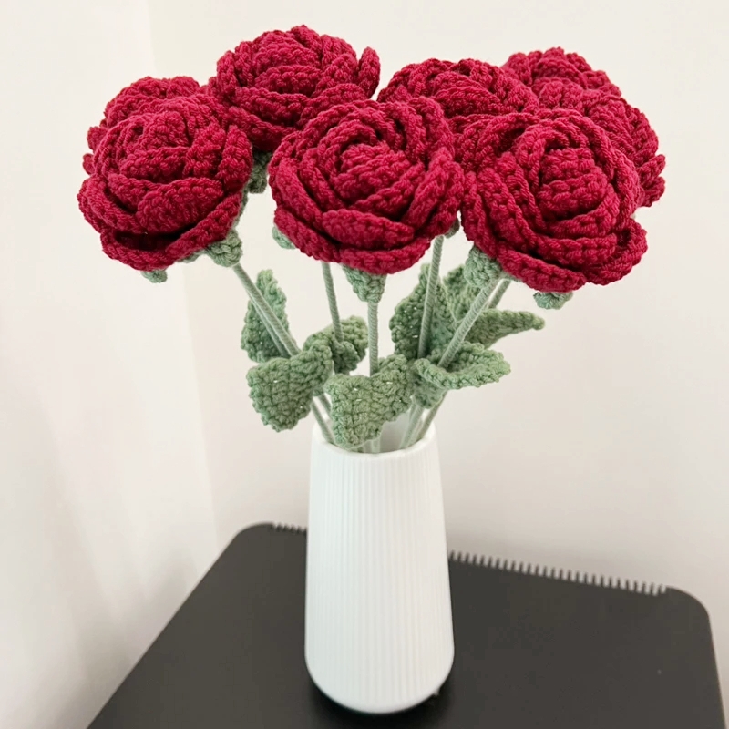 🔥Last Day 50% Off🔥Handmade Knitted Rose,Artficial rose faux flowers,Gift For Her,Present Accessories🌹