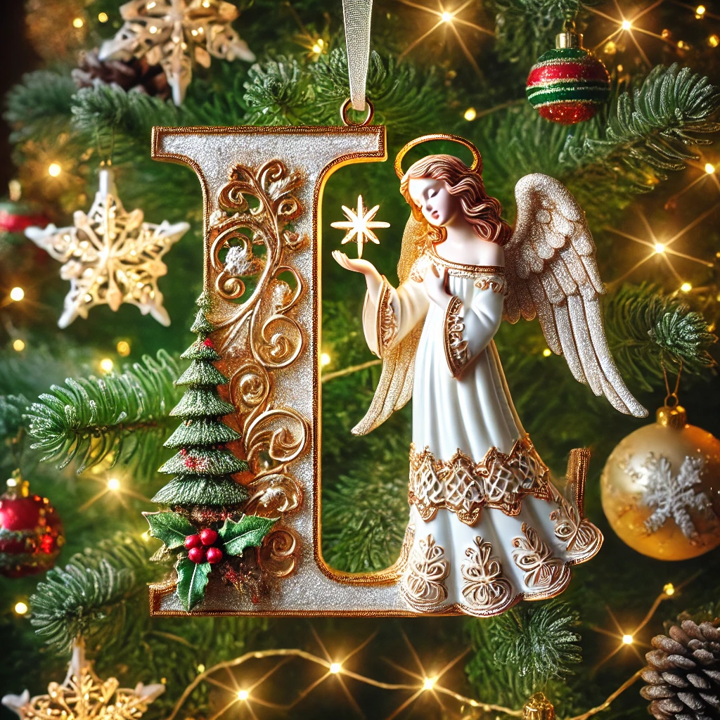 Angel Initial Christmas Ornaments