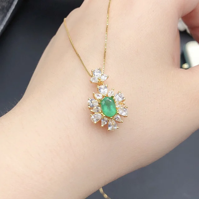 Natural Columbia Emerald Women's Necklace Christmas Pendant 925 Sterling Silver Necklace Gem Jewelry Certified Free Shipping