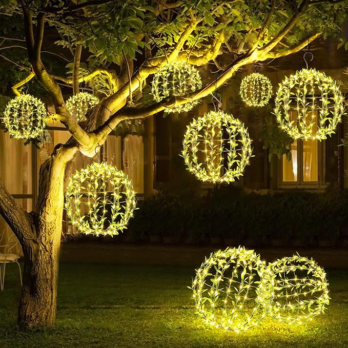 🔥On Sale🔥Hanging Iron Sphere Lights with Artificial Greenery
