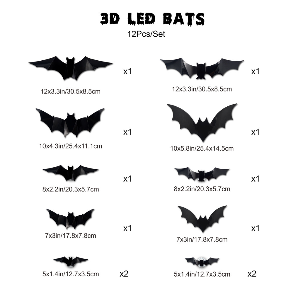 🔥On Sale🔥12pcs/set 3D Bat Design LED Decoration🔥Buy 4 Sets FREE SHIPPING