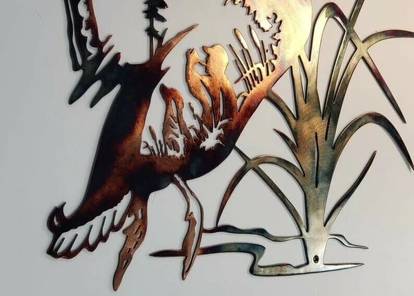 Solo Mallard Hunting & Trout Fishing Scene Metal Wall Art-BUY 2 FREE SHIPPING