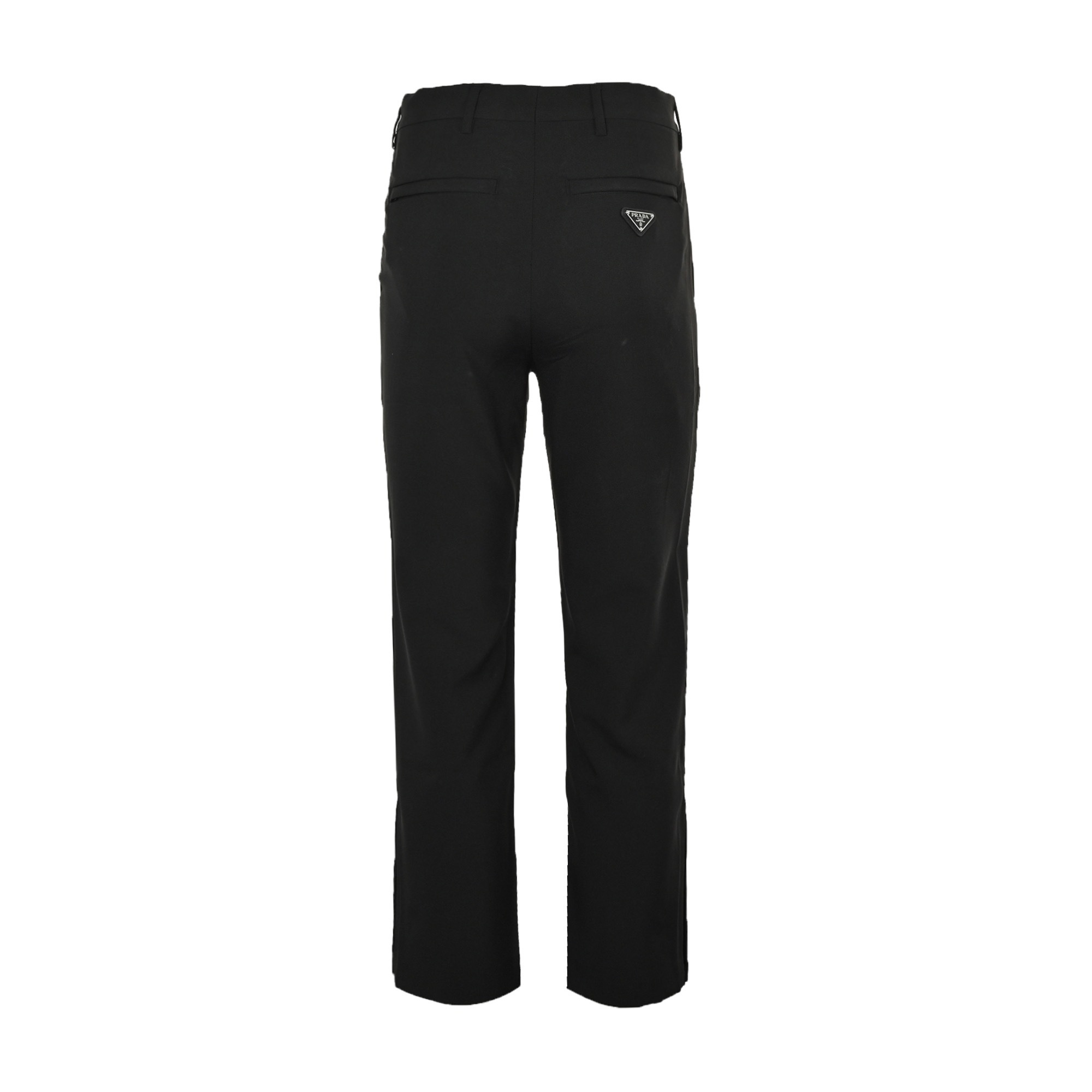 Prada 25ss stretch trousers with triangle logo on back pockets