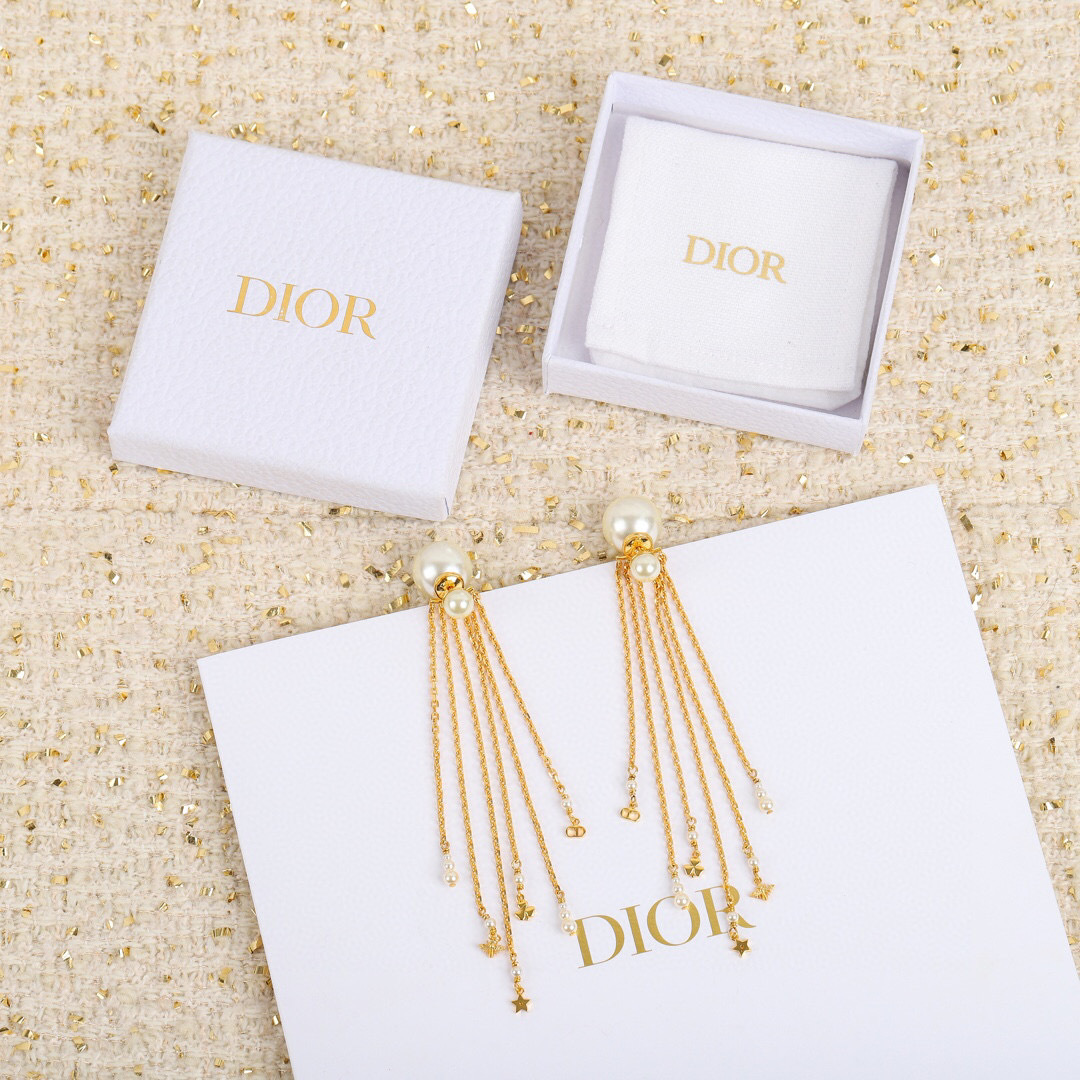 Dior Tassel Pearl Earrings