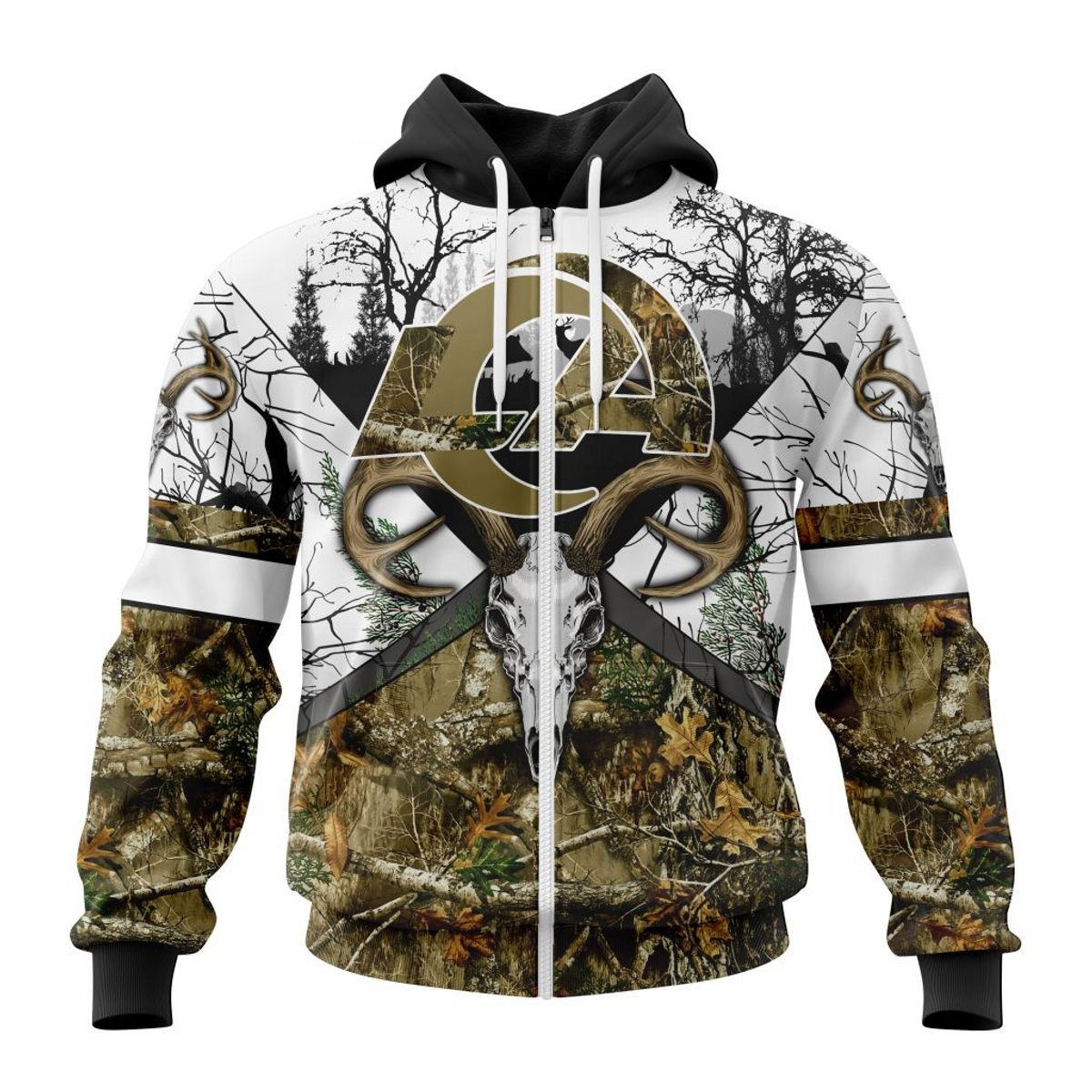 LOS ANGELES RAMS DEER SKULL AND FOREST 3D HOODIE
