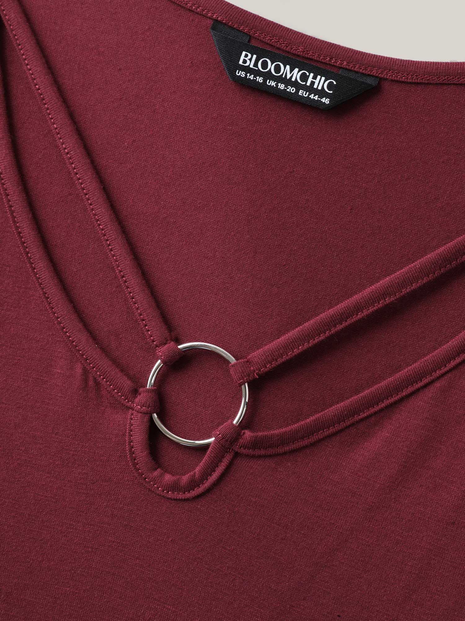 Metal Detail Cut-Out Neck Tank Top