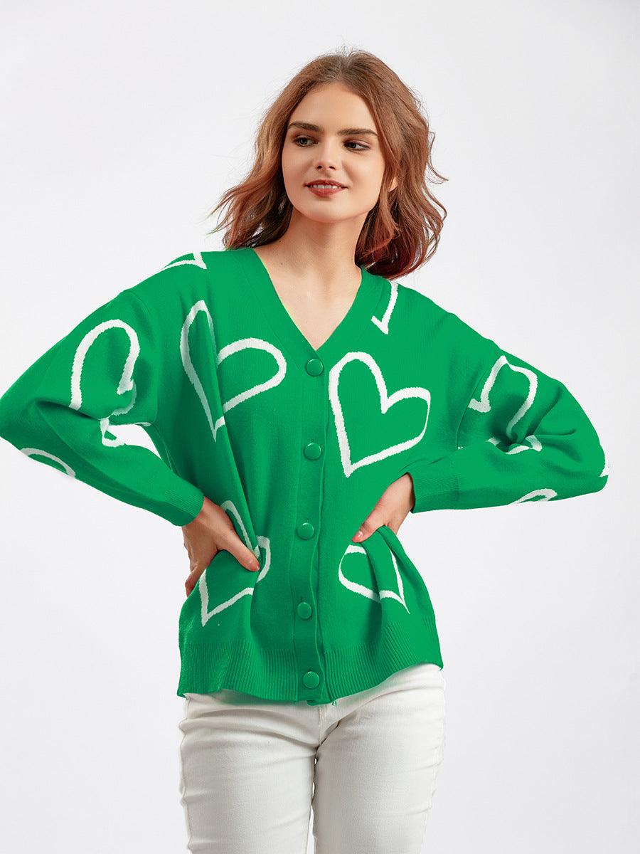 European And American Knitwear Sweater Love Short Cardigan Coat