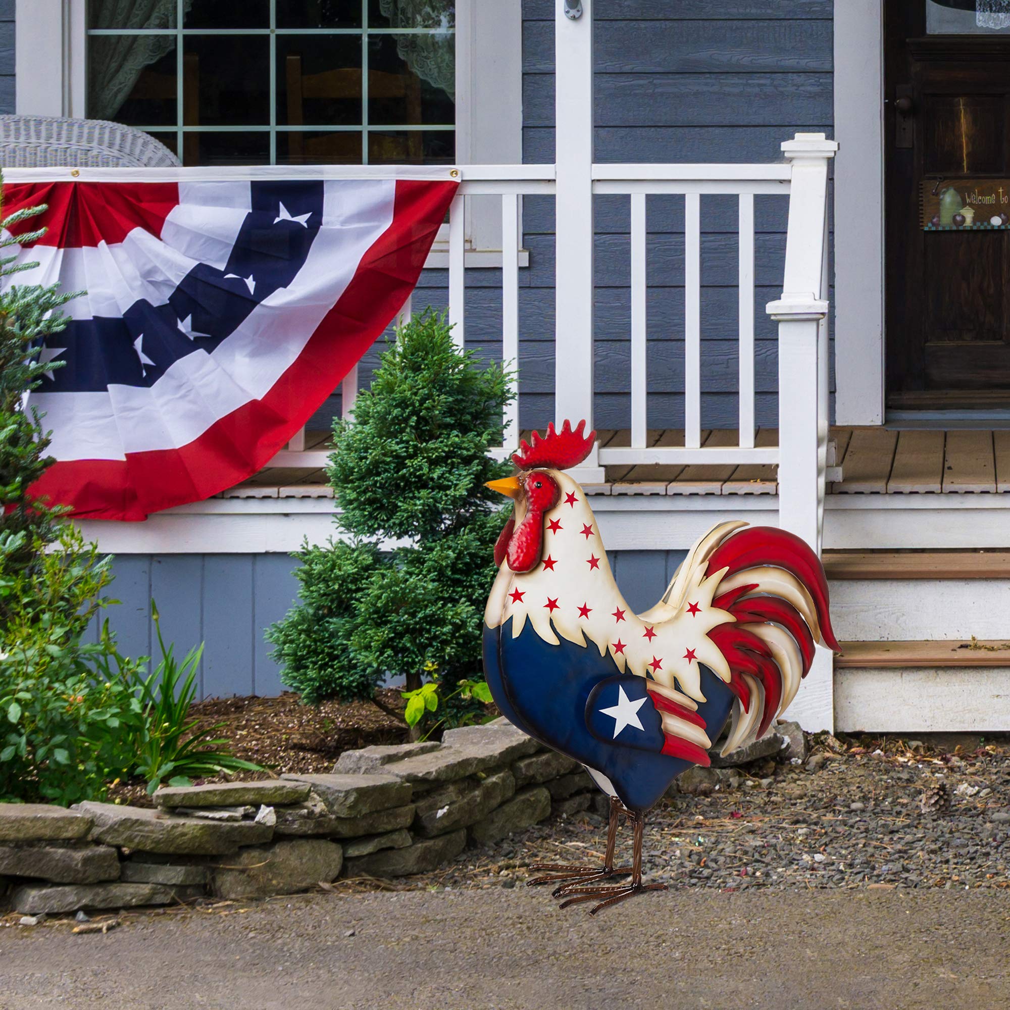 Metal Patriotic Rooster Statue-21