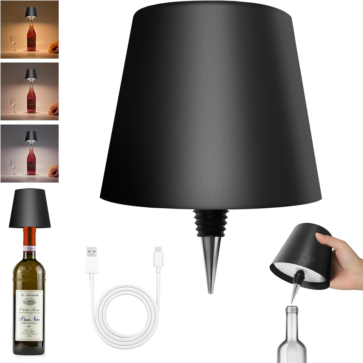 🔥Buy More Save More🔥🍾🍾Wireless Wine Bottle Lights-3 Color Temps, Type C Rechargeable