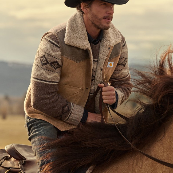 Western-Inspired Vest with Knit Sleeves for Outdoor Adventures