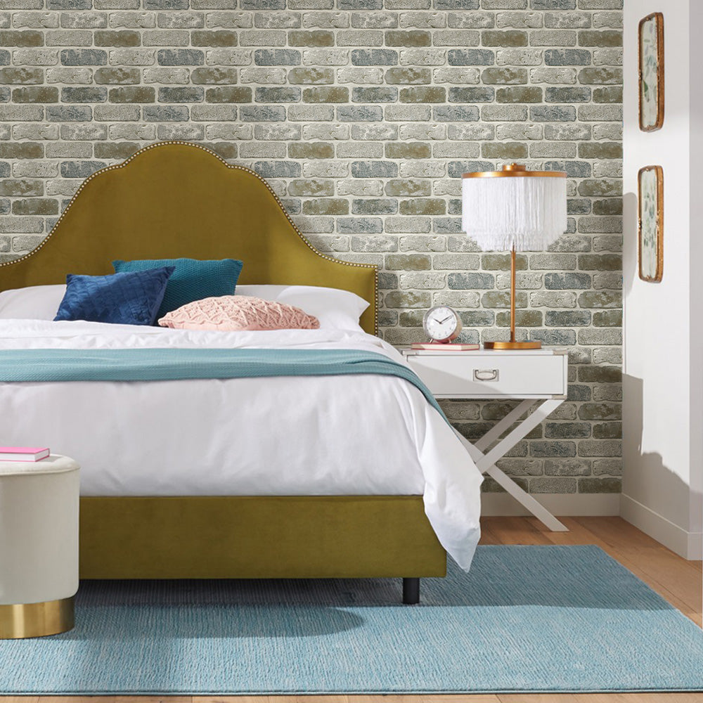 3D Rust and Grey Brick Peel and Stick Wall Tile