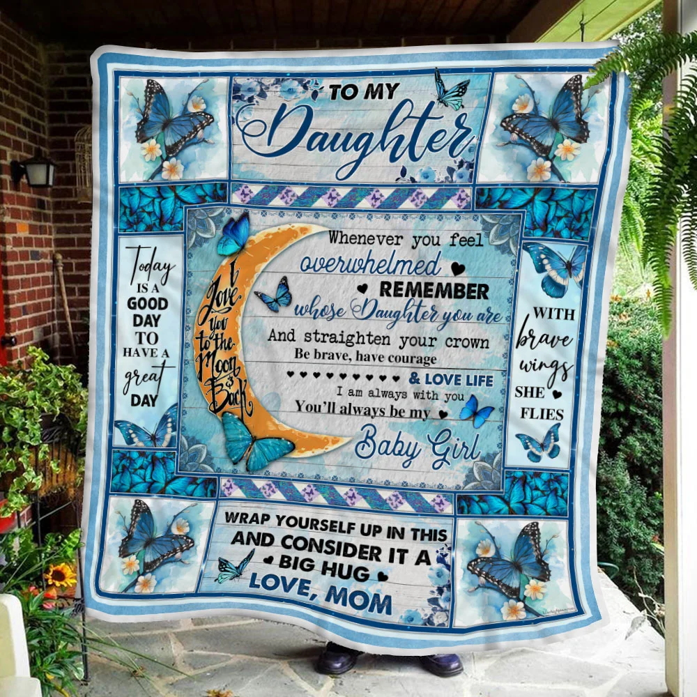 Mom To Daughter, With Brave Wings She Flies, Butterfly Sofa Throw Blanket