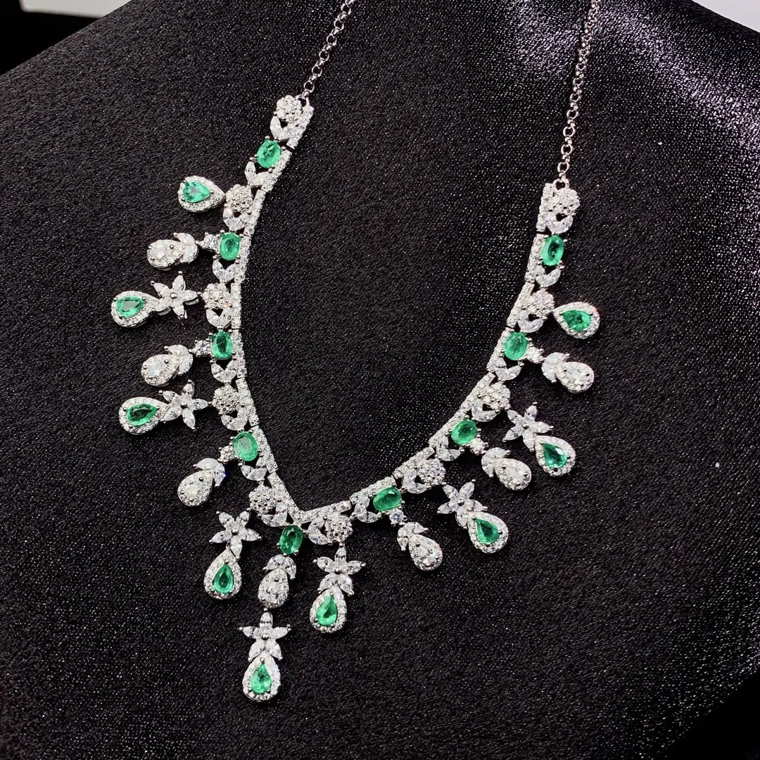 Emerald Tanzanite Silver 925 Jewelry Women's Gem Pendant 925 Sterling Silver Women's Luxury Necklace Free Christmas shipping