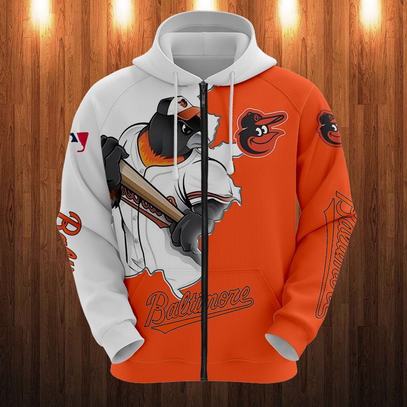BALTIMORE ORIOLES HOODIES 3D MASCOT DESIGN