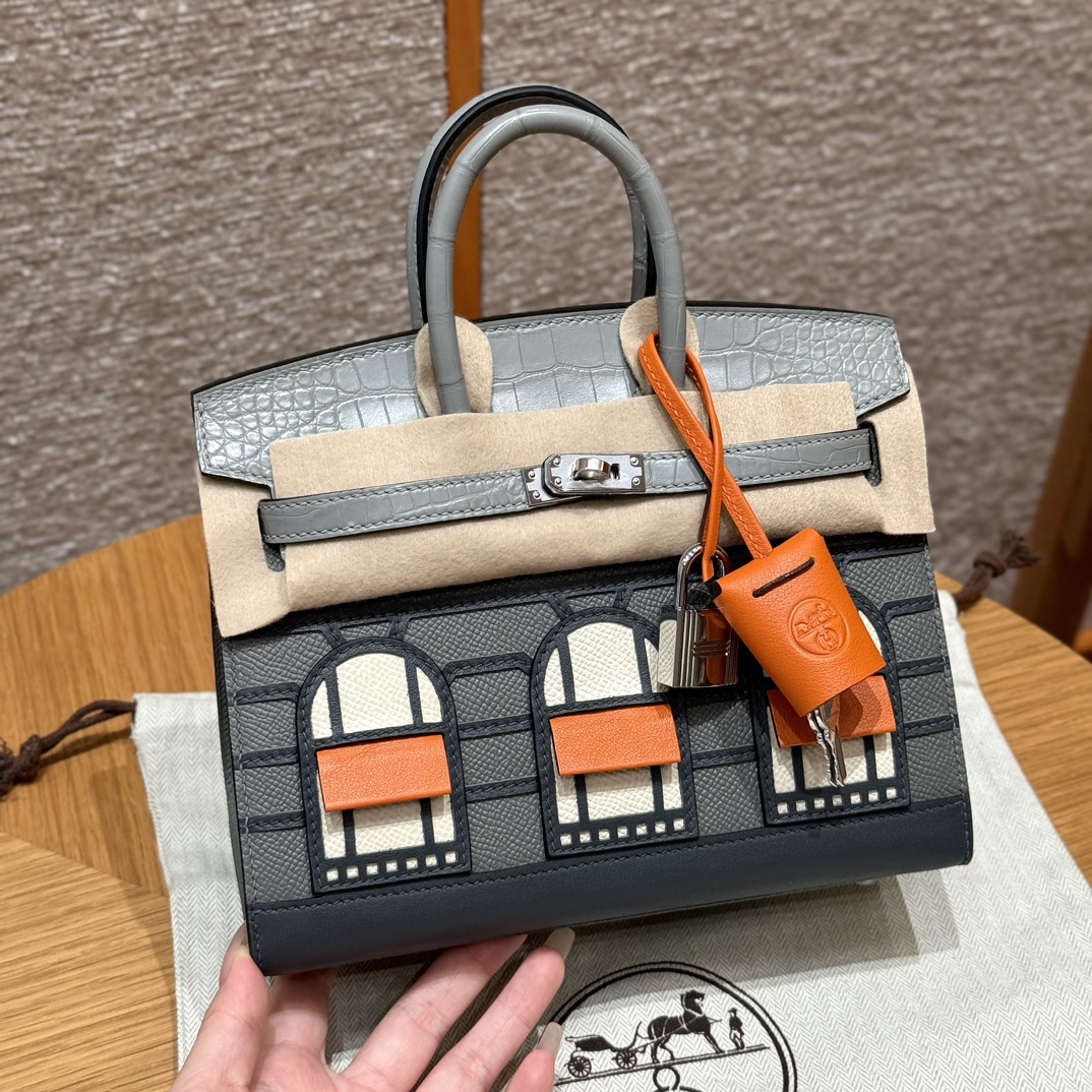 Hermes Birkin Faubourg Touch 0LGirs Meyer and 0VGirs Ciment (Handmade to order)