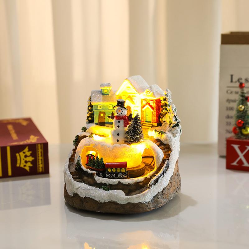 🎄Early Christmas Sale 49% OFF🎄Christmas Village Resin Music Box with Rotating Train