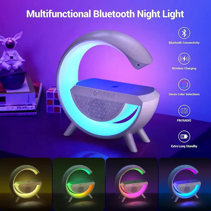 🎄Christmas Sale Free Shipping🎅Multifunctional Bluetooth Speaker-Colorful Atmosphere Light Wireless Charging and Clock All-in-one Machine