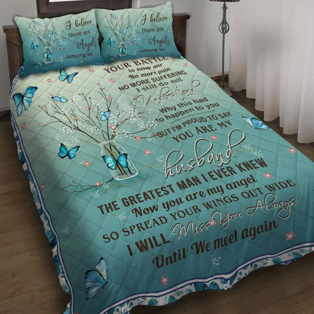 Angel Husband Butterfly Quilt Bed Set