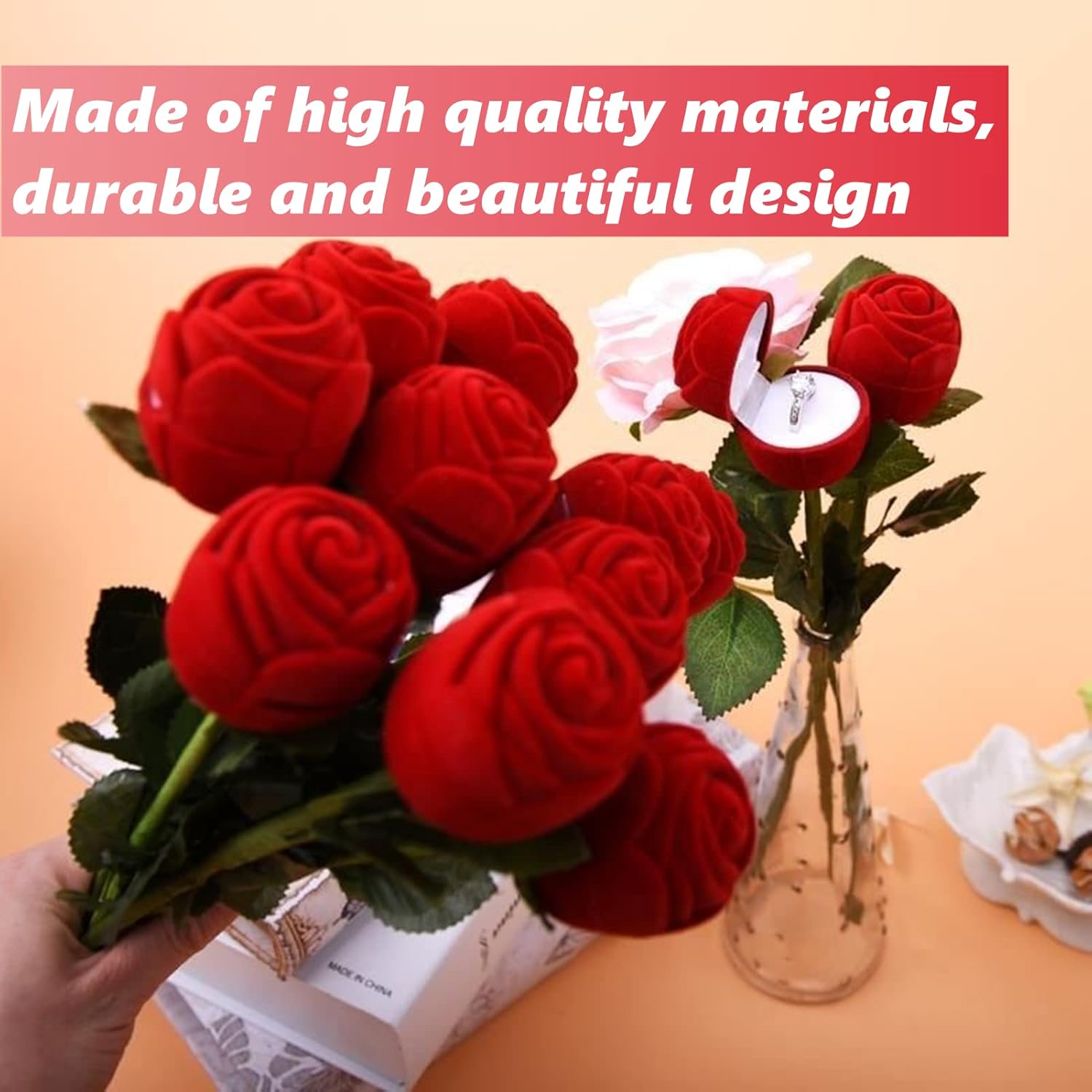 🌹🌹Red rose ring box💑（Surprise your loved one in a unique way）